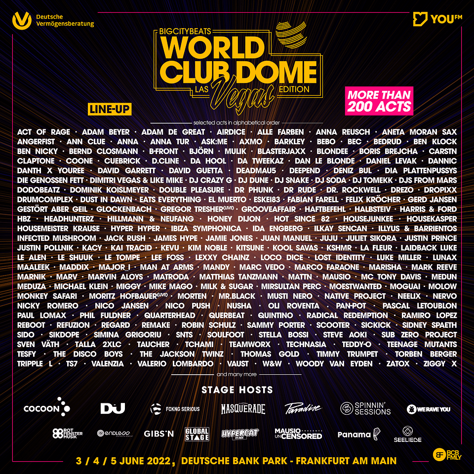 The monstrous line up of WORLD CLUB DOME festival is available !