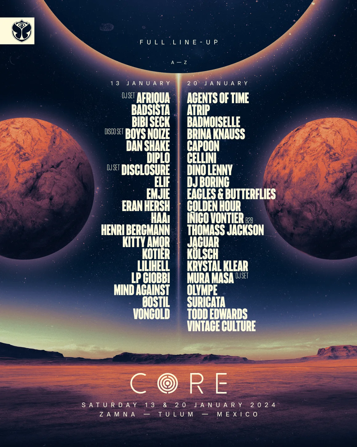 Tomorrowland Unveils Stellar Lineup for ‘CORE Tulum’ Debut in 2024